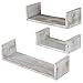 MyGift Rustic Wood U Shaped Floating Shelves - Wall Mounted Office, Kitchen, Living Room Display Shelf, Set of 3, Brown