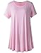 LARACE Plus Size Tops for Women Short Sleeve Shirts Casual Summer Clothes Round Neck Tunics for Leggings (1X, Pink)