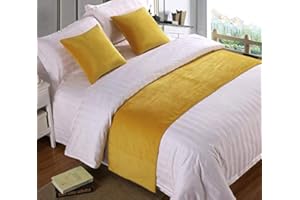 Zhiyuan Solid Velvet Hotel Bed Runner Home Decorative Bed Foot Scarf 19.5 x 94 Inches, Yellow