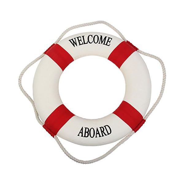 KobwaTM-Navy-Accent-Nautical-Welcome-Aboard-Decorative-Cloth-Life-Ring-Buoy-Room-DecorRed-with-Kobwas-Keyring