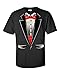 fresh tees Unisex Tuxedo Shirt with Red Bowtie | Funny T-Shirts for Women/Men (Large, Black)