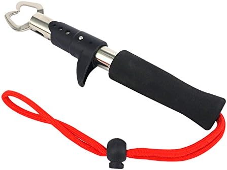 Co Fish Grip | Strong Black Versatile Fish Lip Grab Hook with Non-Slip Handle and Wrist Lanyard | Durable One-Hand Operated Rustproof Stainless Steel EVA ABS for Saltwater Freshwater Fishing | 1442