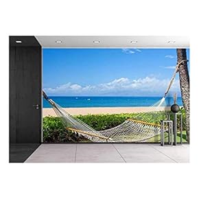 Hammock on Beach, Background, Wallpaper - Removable Wall Mural | Self-Adhesive Large Wallpaper - 66x96 inches
