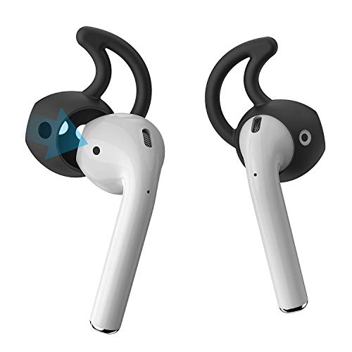 TEEMADE AIRHOOKS 2.0 Airpod Ear Hooks Accessories for AirPods 1 & AirPods 2 or EarPods Headphones/Earphones/Earbuds (4 Pairs) (Black)