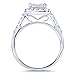 Princess and Round Diamond Engagement Ring 1 3/8 Carat (ctw) in 14k White Gold, Size 8, White Gold