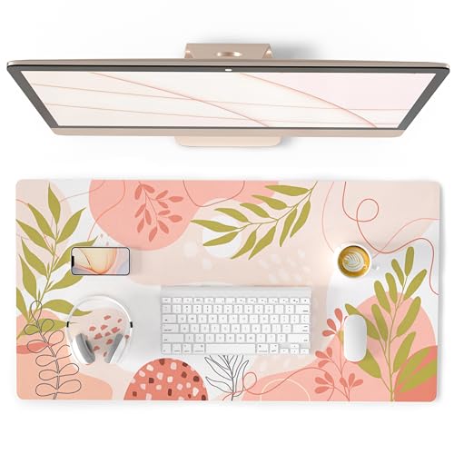 PU Leather Large Mouse Pad Minimalist Pink