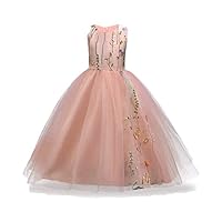 Homecoming Prom Pageant Knee Ball Gown Sleeveless Summer Dresses for Girls Special Occasion Tops Girl Tutu Embroidery Lace Wedding Party Size 3T-4T Years Baby Church (Pink, 120)