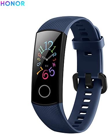 Qalabka Honor Band 5 Full Color AMOLED Display Fitness Smart Bracelet Intelligent Sleep Data Real-Time Heart Rate Monitoring 5ATM Waterproof Bluetooth 4.2 Multiple Sports Modes Wristwatch (Blue)