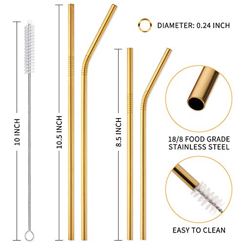 Hiware 12-Pack Gold Stainless Steel Straws Reusable with Case - Metal Drinking Straws for 30oz & 20o - //coolthings.us