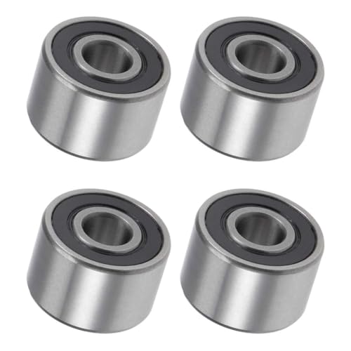 ROWORKX 4Pcs 608+14+2RS Deep Groove Ball Bearings, Z2 8mm x 22mm x 14mm Double Sealed Industrial Bearings, Chrome Steel Skateboard Bearingsfor Skateboard Wheels, Skates, Electric Motors