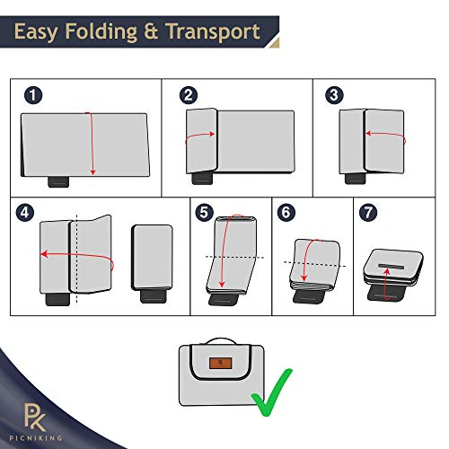 PicniKing Extra Large Waterproof Picnic Blanket (78"x59") | Slip Resistant | Premium Polar Fleece | Machine Washable | Foldable Tote | XL (Raspberry)