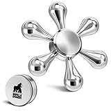 Gorilla Spinners - Ultra Durable High Speed Stainless Steel Fidget Spinner Toy with 6 Detachable Heads for Relieving ADHD, Stress and Boredom in Premium Metal Gift Box, 2-5 min of Spin Time (silver)