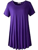 LARACE Women Short Sleeves Flare Tunic Tops For Leggings Flowy Shirt (M, Deep Purple)
