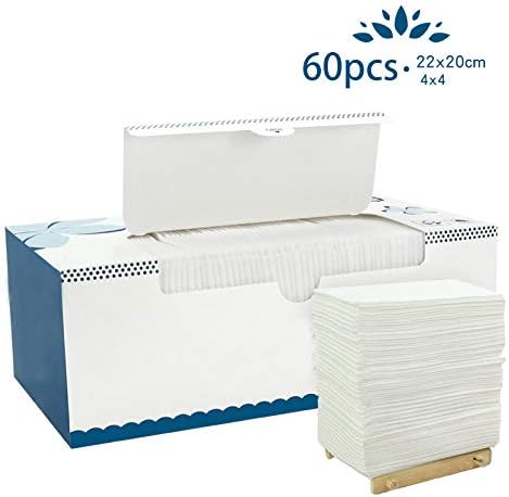 Powstro Disposable Cleaning Face Towel, 22 * 20cm Facial Cleansing Towels Non-Woven Wet and Dry wash Towel Suitable for Traveling or Business (60 PCS)