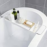 Bathtub Tray, Bath Table, Telescopic Bathtub Rack, Bathroom Rack, 55-75Cm, Anti-Slip, Large Capacity, Drainer, Bath Supplies,