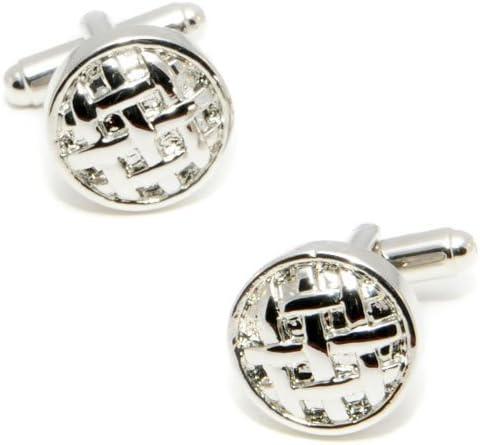 CuffSmart Silver Tone Weave Cufflinks w/ Box