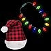 Windy City Novelties Plaid Santa Hat + LED Christmas Bulb Necklace Kit for Ugly Sweater Xmas Holiday Party