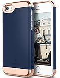 iPhone SE Case, iPhone 5S Case, iPhone 5 Case, Caseology [Savoy Series] Slim Two-Piece Slider [Navy Blue] [Chrome Rose Gold] for Apple iPhone SE/5S/5