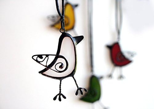 Bird Pendant Necklace, Handmade from Stained Glass, Unique Gift, Artkvarta Jewelry