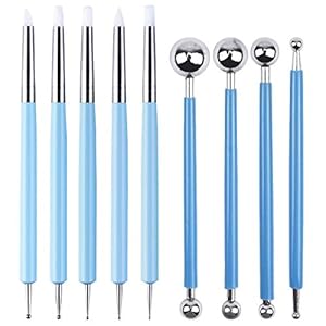 Fodlon Klei Sculpting Tool Set, Double-end Art Dotting Tool Hand Craft Accessoires 9 stks Cake Decorating Gereedschap…