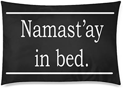 DemonCo(TM) Namaste Namast'ay In Bed Pillowcase Throw Pillow Case Cushion Cover Shams 20 x 30 Inches Two Sides,Black White Decorative Bedroom Home Decor