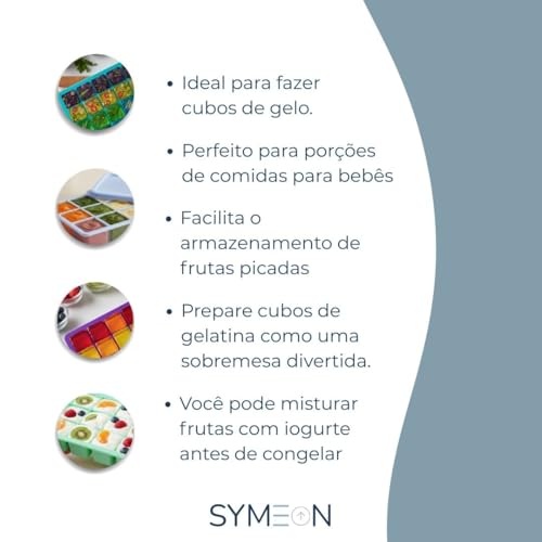 SYMEON Forma de Gelo Silicone Com Tampa Livre de BPA Flexivel 15 Cubos de 27ml Cada Prática Resistente e Reutilizável Forma Para Papinha Gelatina Frutas (ROSA)