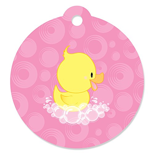 Pink Ducky Duck - Girl Baby Shower or Birthday Party Favor Gift Tags (Set of 20)