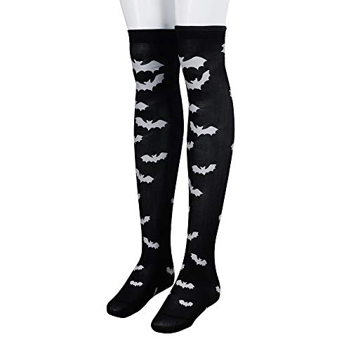 ANJUNIE 1 Pair Halloween Printing Thigh High Socks for Womens,Windproof Stockings Over The Knee Hosiery(BlackA,Freesize) - Thumbnail 3