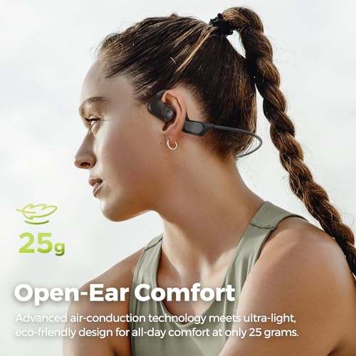 SoundPEATS Runfree Lite2 Open-Ear Headphones Bluetooth, Air Conduction Wireless Earphones, 16.2mm Driver Enhanced Bass, 2-Mic Clear Calls, Comfort Fit, Bluetooth 5.3 Headphones, for Sports & Work, APP