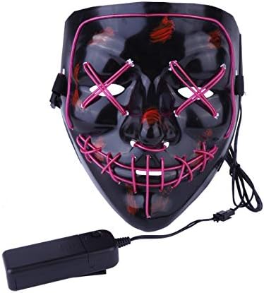 Halloween Mask LED Light up Mask For Halloween Festival Cosplay Halloween Costume Party Decorations (Purple)