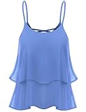 TWINTH Cami Tank Top Blouse Plus Size Shirring Chiffon