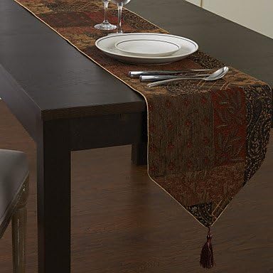 Retro Style Stitching on Cotton Floral Pattern Table Runner