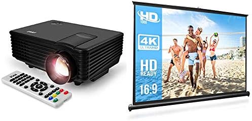 Portable Video Projector Full HD with Remote – Home Theater Projector Tv Digital Movie Projector & Pyle 50″ Inch Portable Projector Screen – Portable Floor Standing Fold-Out Roll-Up Tripod Manual