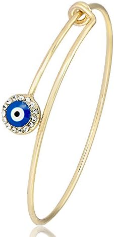 GUANDU Simple Cute Evil Eye Bangle Bracelet for Women Girls Gifts (Gold)