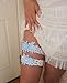 Abading Dasiy wedding garters for bride bridal lace garter set hand sewn pearls (sky blue)
