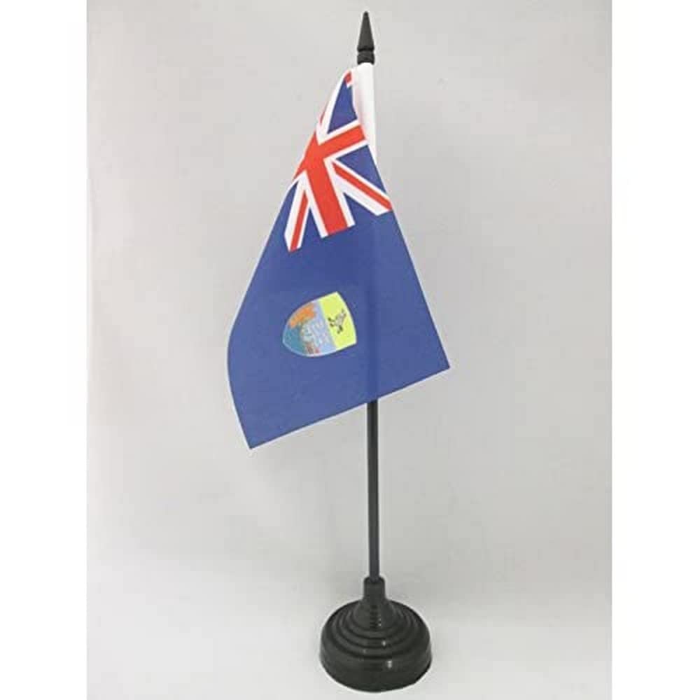 AZ FLAG - Saint Helena Table Flag 4'' x 6'' - Saint Helenian Office Mini Banner 100% Polyester 15 x 10 cm - Mini Desk Flag with 10'' Pole and Black Plastic Base — image 1
