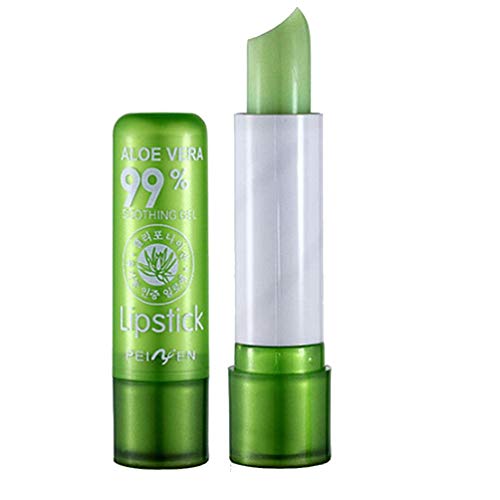 2 Pack Aloe Vera Lipstick, Firstfly Long Lasting Nutritious Lip Balm Lips Moisturizer Magic Temperature Color Change Lip Gloss (Green)