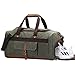 S-ZONE Vintage Canvas Geniune Leather Travel Tote Duffel Weekend Bag Shoes Pouch