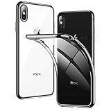 Clear iPhone Xs Max Case, RANVOO Thin Slim Fit Soft Silicone Cover with Jet Black Electroplated Bumper Case for Apple iPhone Xs Max 6.5