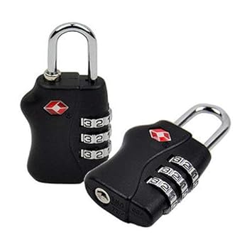 TSA Travel Suitcase Secure 3 Digit Combination Lock (Black)
