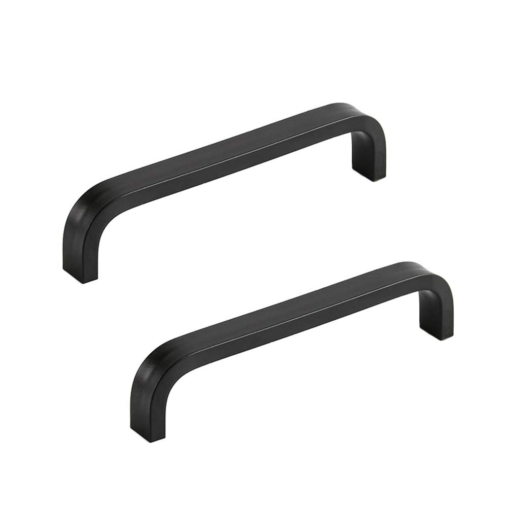 ANSIEDIO 2pcs Black Aluminum Alloy Cabinet Cupboard Closet Wardrobe Door Drawer Knobs Pull Handles (96mm)