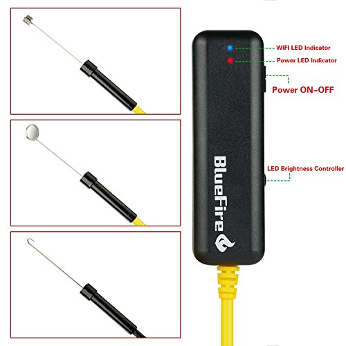BlueFire Semi-rigid Flexible Wireless Endoscope IP67 Waterproof WiFi Borescope 2 MP HD Resolutions Inspection Camera Snake Camera for Android and iOS Smartphone, iPhone, Samsung, iPad, Tablet (16.4FT)