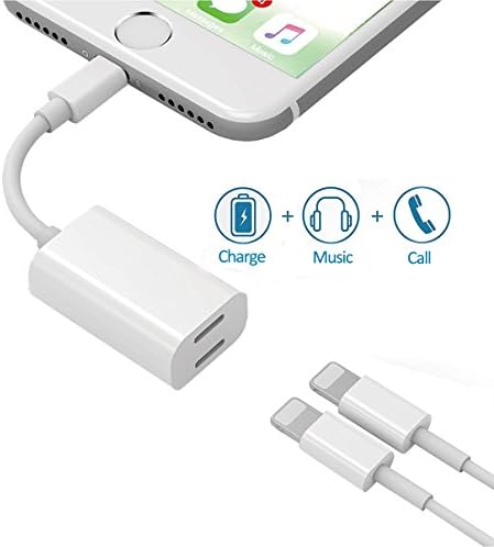 iPhone 7 Adapter &amp; Splitter, Dual Lightning Headphone Audio &amp; Charge and Sync Data for iPhone 7 / 7 Plus(Support iOS 10.3 and later)