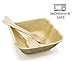 Party Disposable Bowls Dinnerware Set of 75 - Palm Leaf Plates (25) - 16 oz Square Deep Dishes, Wooden Forks(25) & Spoons (25) - Compostable. Great For Wedding, Camping, Birthday, Holidays