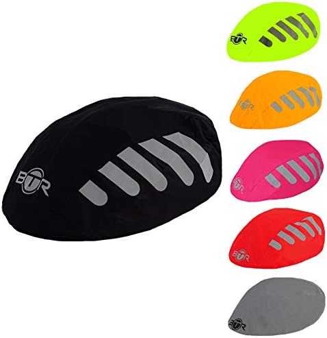BTR High Visibility Universal Size Bike/Bicycle Waterproof Helmet Cover with Reflective Stripes - One Size Fits All