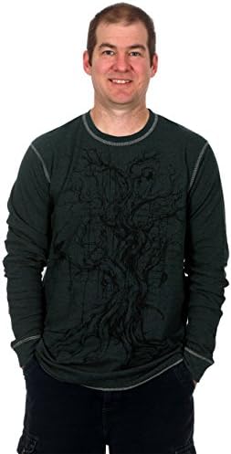Men's Graphic Print Long Sleeve Thermal Style Shirt (Tree 3, X-Large)