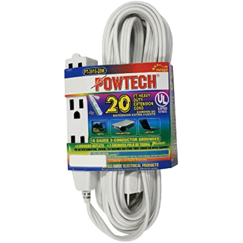 Extension Cords Heavy Duty 3 Outlet Grounded Indoor Home Office