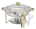 Tiger Chef Chafing Dish Buffet Set - Chafers and Buffet Warmers Sets - 4 Quart Food Warmer with Gold Accents