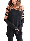 Lovezesent Women's Cold Shoulder Loose Sweatshirt Casual Blouse Tops
