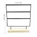 Earing Holder Organizer, 3-Tier Stud Earring Organizer Earring Stand, Earring Holders for Jewelry Display, 69 Holes Wooden Base Jewelry Organizer for Hanging Earrings(Black)